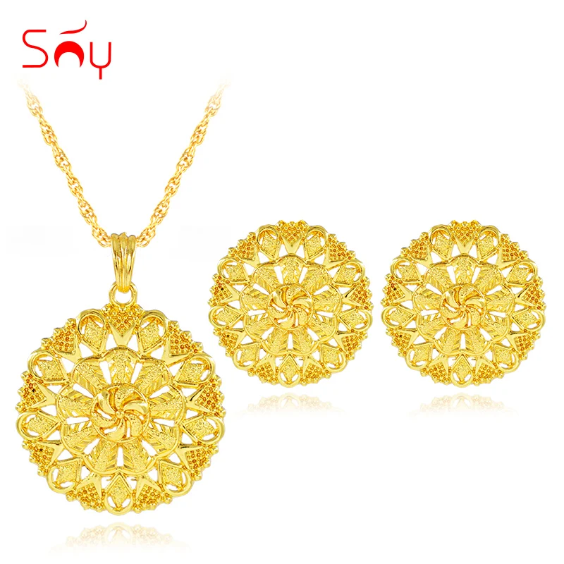 Sunny Jewelry классические круглые Ювелирные наборы для женщин колье серьги кулон