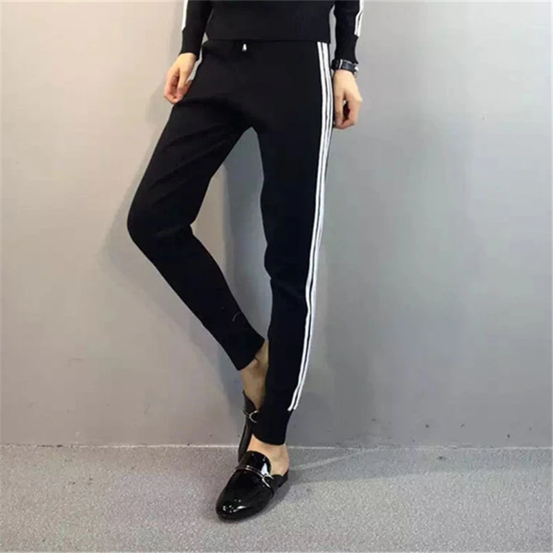 SUDB Survetement Women 2 Piece Set Top And Pants Casual Black Grey Crop Drawstring Track Suit | Женская одежда