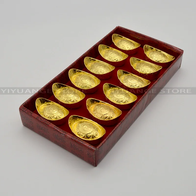 Металлический талисман 12 шт. Фэнь шуй для удачи золотого слитка фальшивых