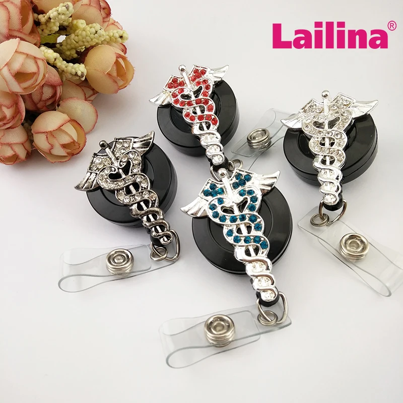 20 шт. горячая Распродажа Блестящий Стразы выдвижной значок катушка Медсестра