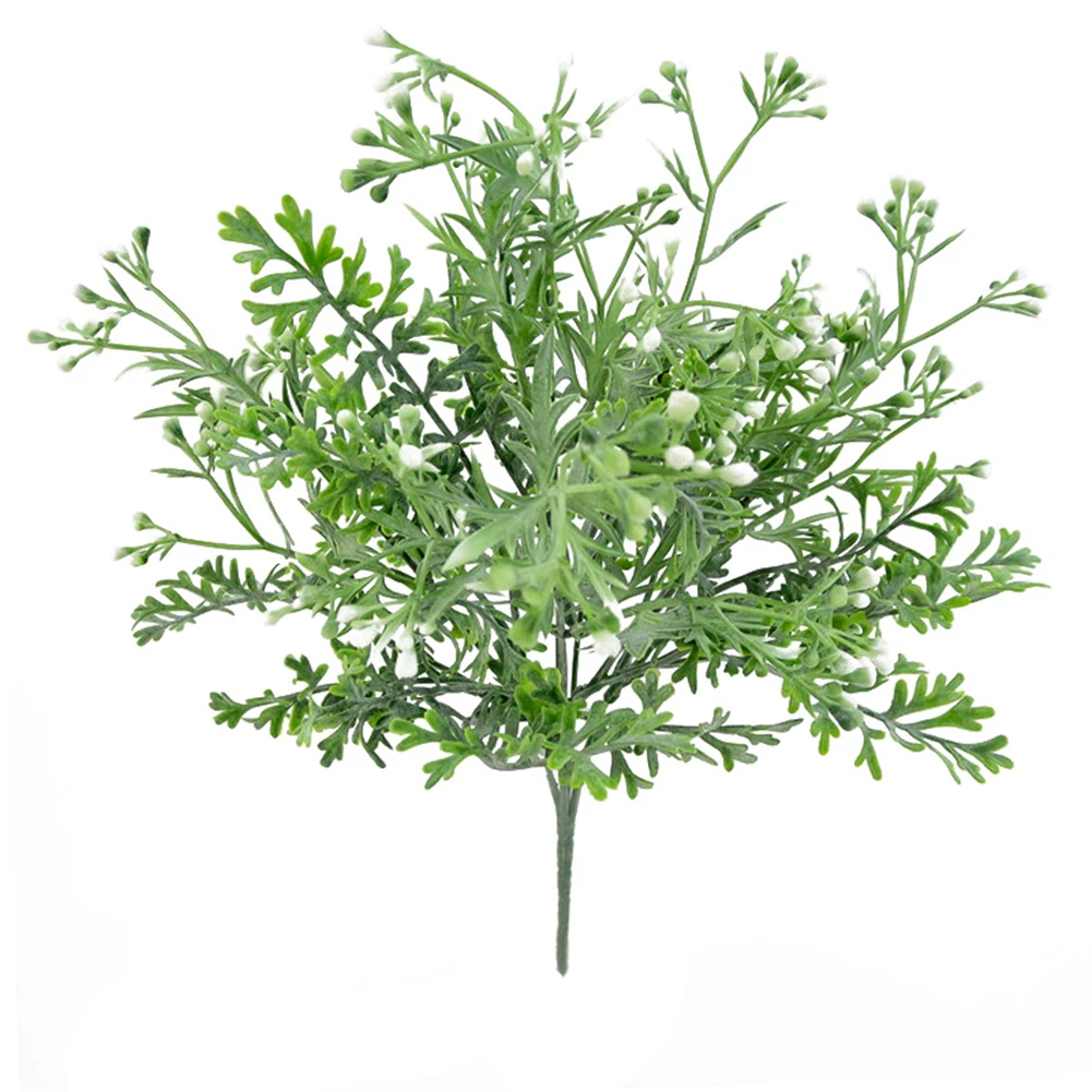 

5 вилка рога пучок листьев искусственный Флокирование рога цветок поддельные трава зеленое растение зелени для Офис Украшение стола
