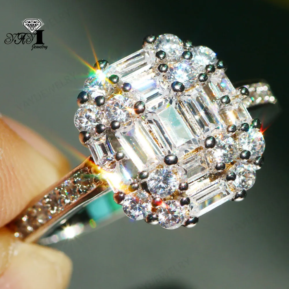 Ювелирные изделия YaYI Принцесса Cut 7 6 CT белый циркон серьги из серебра обручальные
