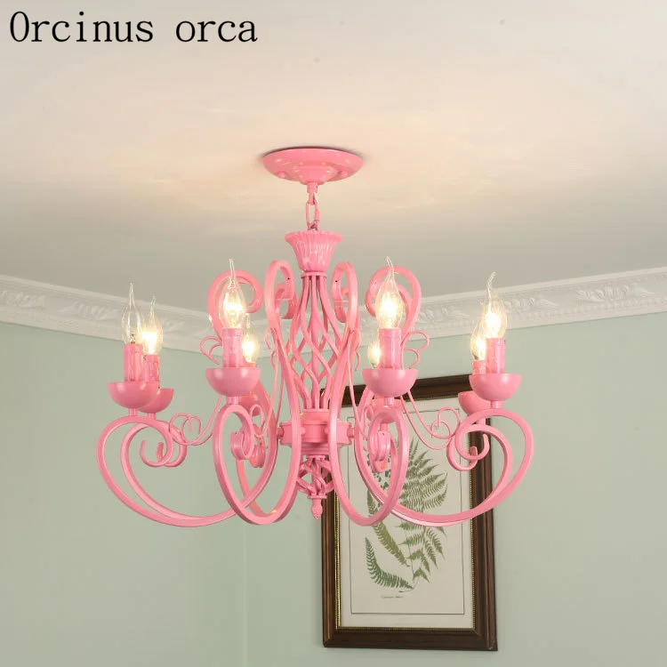 Американская пасторальная креативная светодиодная люстра карамельных цветов