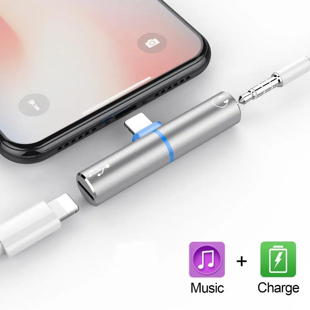 Nuevo Adaptador para Jack Adaptador Auxiliar Lightning a 3.5mm para iPhone 7 8 X más Adaptador de Cable de Audio y Cargador Divisor de Auriculares