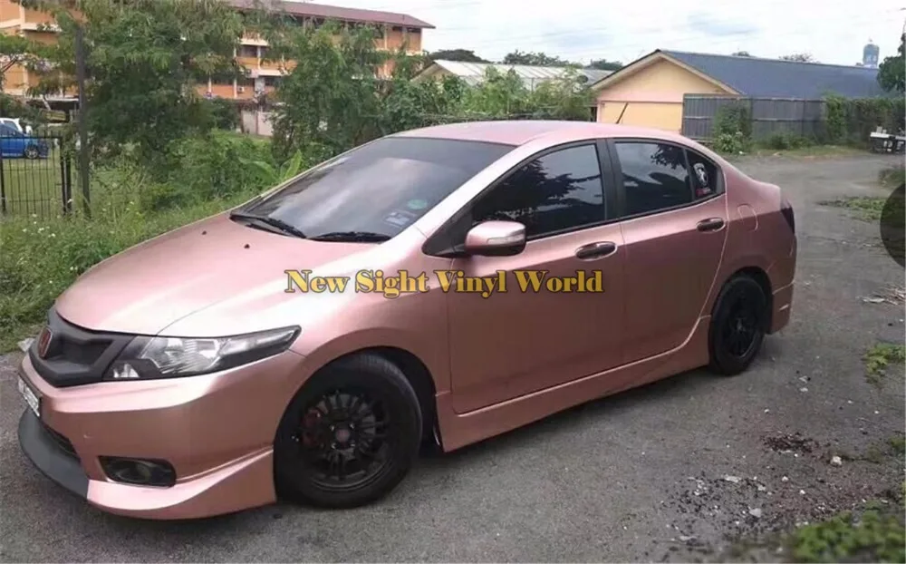 Виниловая матовая сатиновая Хромированная пленка цвета розового золота лучшего