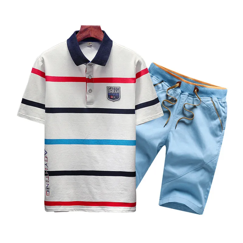 Мужская спортивная одежда Брендовые костюмы для поло летний топ шорты комплект