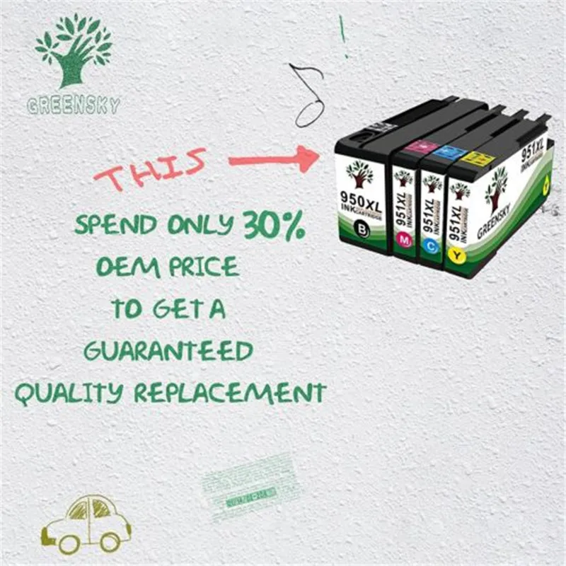 GREENSKY 4 шт./компл. картридж с чернилами для hp 950XL 951XL Office Pro 8610 8620 8630 8640 8660 8615 8625 Officejet