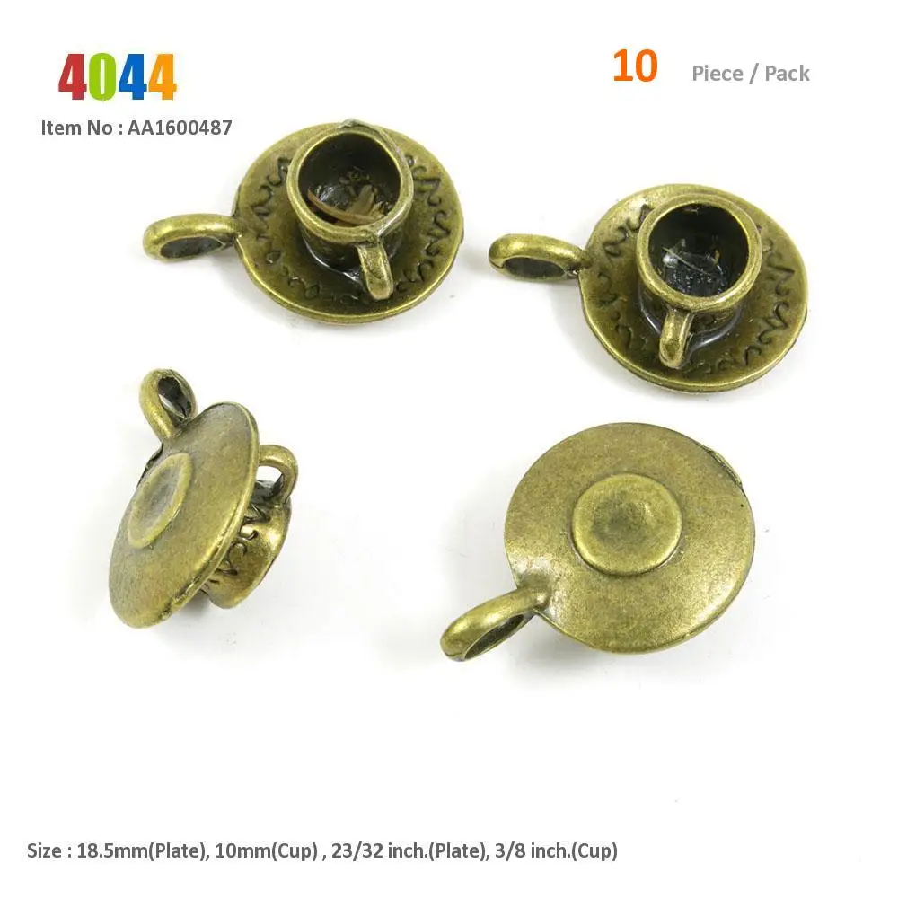 1600487 - 10 PCS Античный бронзовый тон Подвески для изготовления украшений чайный горшок для вина, кувшин для напитков чайная чашка полый чайник свободные бусины кофе детский браслет кулон - Окраска металла: 1600487 - 10 PCS