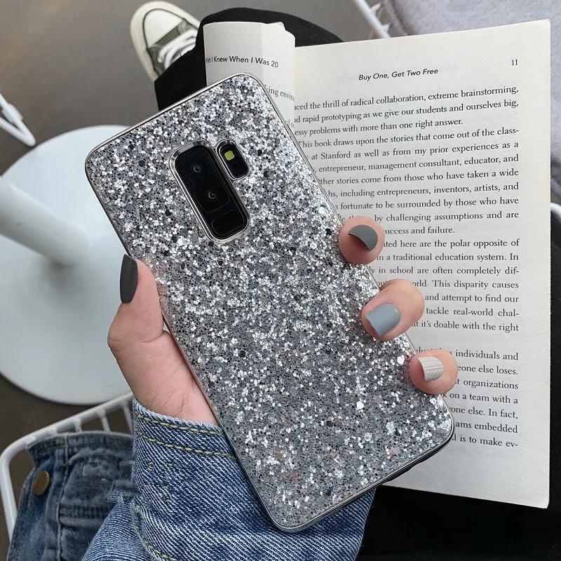 Meachy Silver Paillettes Phone Case For Samsung Galaxy S10 Plus S10e Note 9 8 S8 S9 Fashion Glitter Bling |