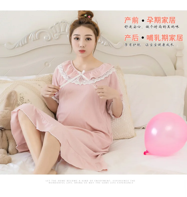 Big Size Maternity Nursing Nightdress Summer for Pregnant Women dress Pregnancy Pajamas Breast Feeding Nightgown Dress