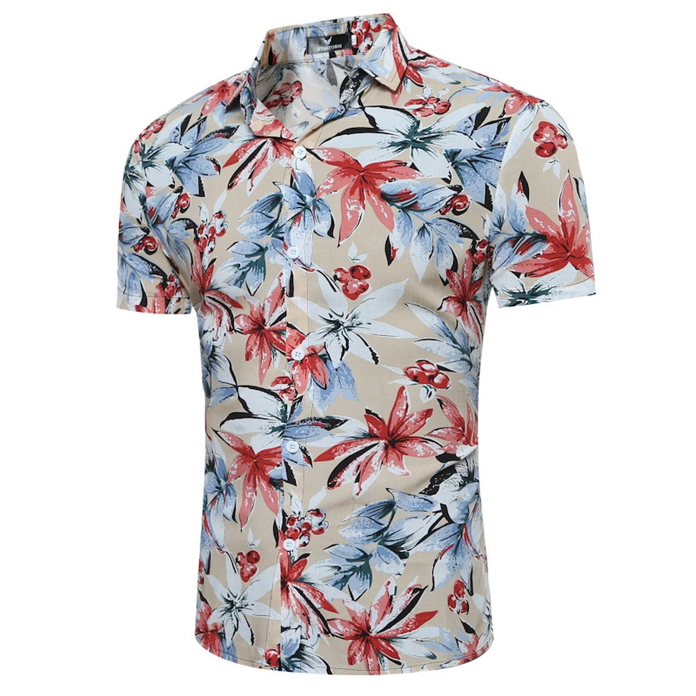 2018 Mens Shirts Hawaiian Shirt Camisa Social Masculina Short Sleeve Casual Slim Fit Men Clothing Chemises Homme | Мужская одежда