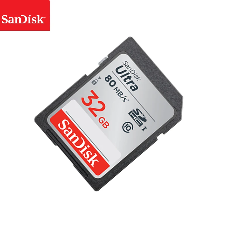Карта памяти SD SanDisk Ultra 16 ГБ 32 64 100% класс 10 SDHC SDXC C10 80 128 carte официальная проверка МБ/с.