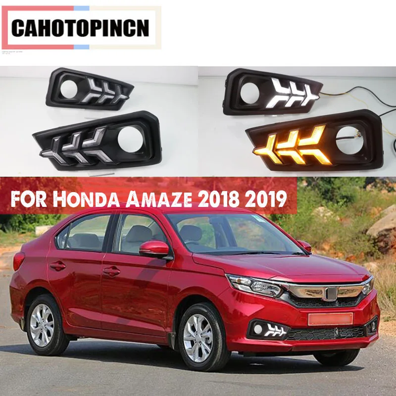 2 шт. для Honda Amaze 2018 2019 светодиодные дневные ходовые огни светильник динамического
