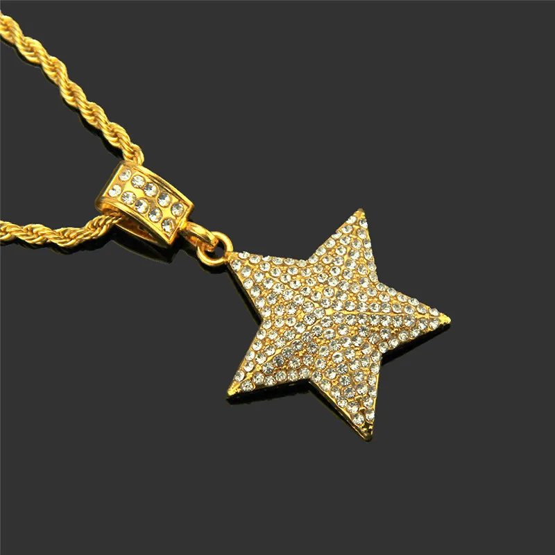 

1PC Personality hip hop three-dimensional five-pointed star pendant necklace Cool costume pendant