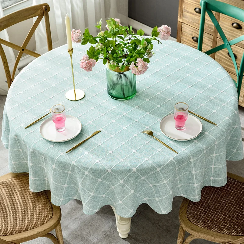 Plaid Cotton Linen Round Hotel Dining Tablecloth Wedding Restaurant Banquet Decoration Kitchen Cafe Bar Cover Cloth Thick Soft | Дом и сад