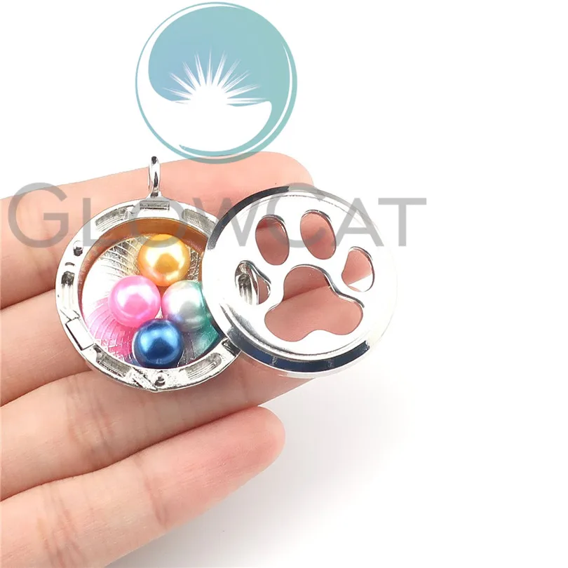 Питомец собака Paw печати медальон Сталь цепи диффузор для эфирных масел