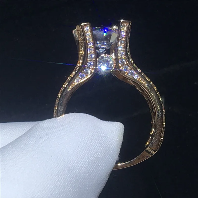 Choucong Винтажное кольцо из розового золота серебро 925 пробы 3ct AAAAA cz обручальные