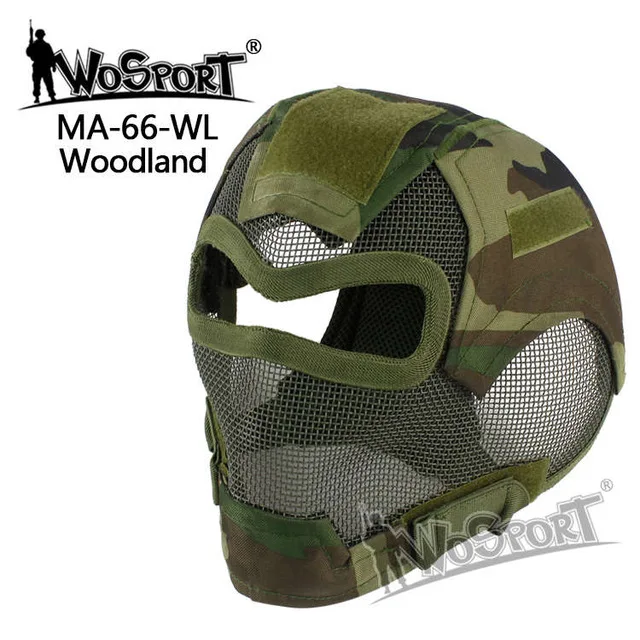 MA-66-WL WoSporT Пейнтбол защитные маски для лица металлическая сетка покрытие для лица большое видение Рогатка военный пистолет Пейнтбол спортивные аксессуары - Цвет: MA-66-WL