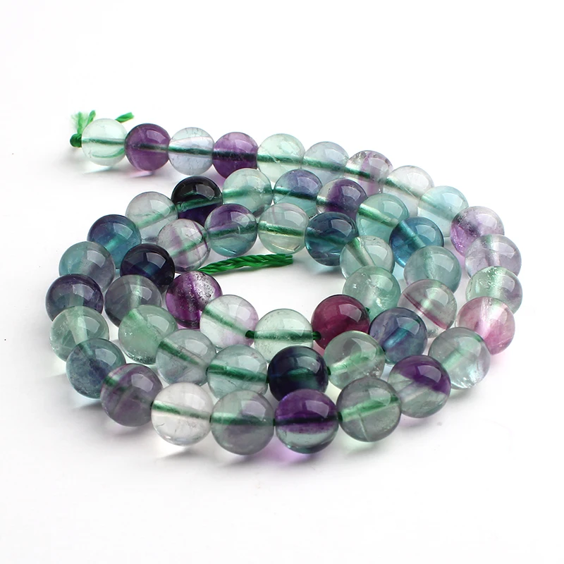 A Strand 15.5'' Natural Crystal Multi-colour Round Loose Fluorite Bead 4/6/8/10mm DIY Jelelry Supplies | Украшения и