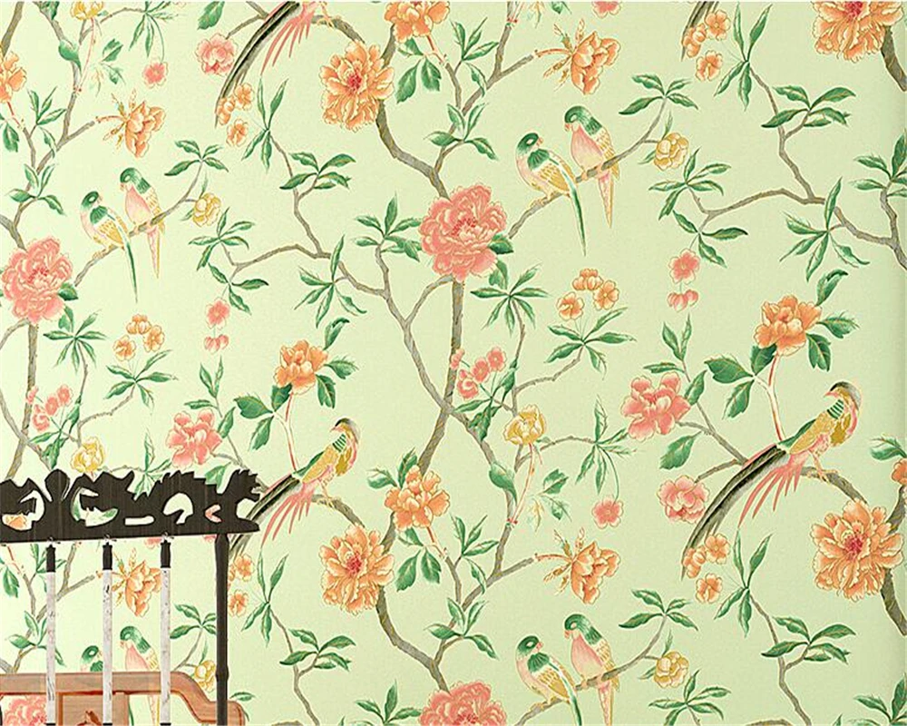 3D обои для гостиной в современном стиле с цветами и птицами Классические