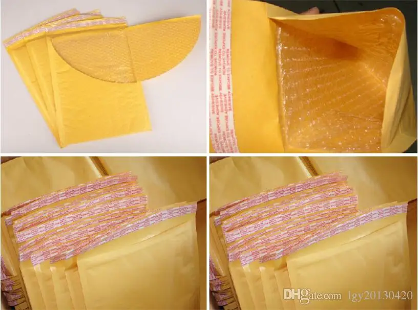 100 шт./упак. желтая пузырчатая обертка-конверт пакеты для упаковки полиэтиленовые