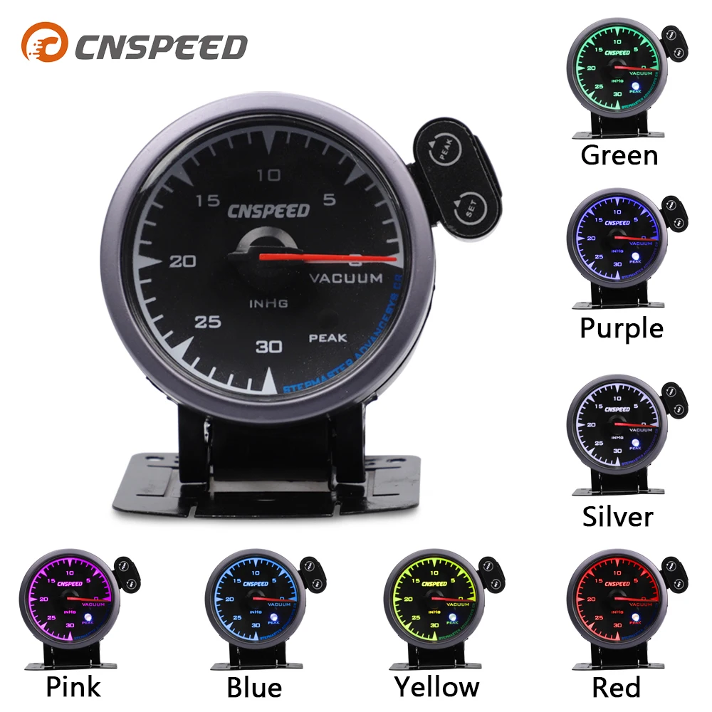 

CNSPEED Shark pin 7 светодиодных цветов 2,5 "60 мм 12 в универсальный вакуумный манометр 0-30 PSI Вакуумный метр для honda автомобильный измерительный прибор