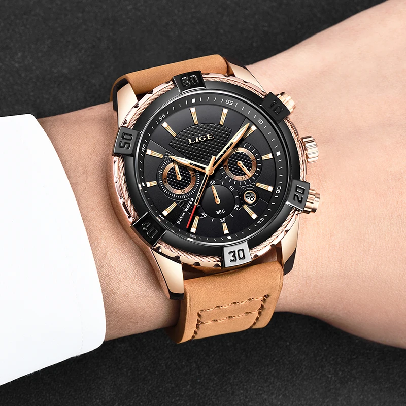 Montre Homme 2018 Luxe De Marque LIGE новые военные спортивные часы кожаные антифриз водостойкие