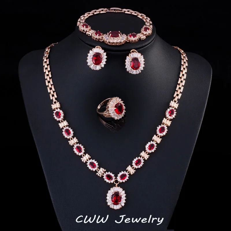 CWWZircons золотой цвет африканский нигерийский CZ бусины Серьги для вечеринок кольца ожерелья и браслеты 4 шт. набор для женщин T229