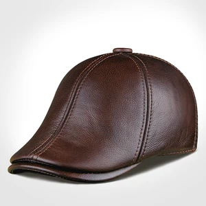 Image for 100% real Genuine leather hat male quinquagenarian 
