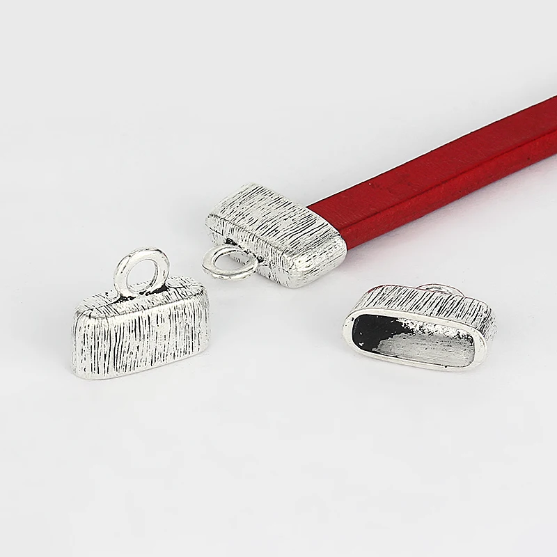 10 шт. в полоску плоские концевые колпачки застежки для плоского кожаного шнура