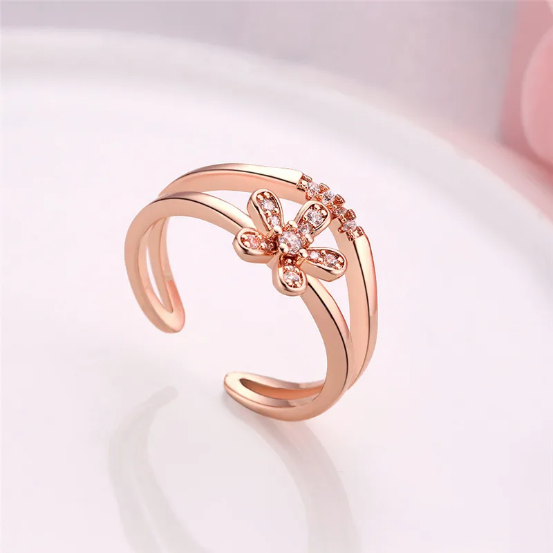 Открытое кольцо из PR886 B fine jewelry Кольцо в 18 К Роза цвет золотистый с топ циркония