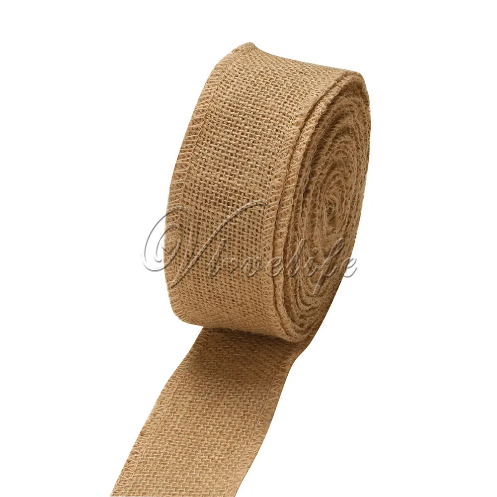 10 метров натуральный джут Hessian из мешковины рулон ленты из мешковины Таблица бегунов стула для свадебной вечеринки ленты Винтаж Домашний Декор 4 размера - Цвет: 5CM