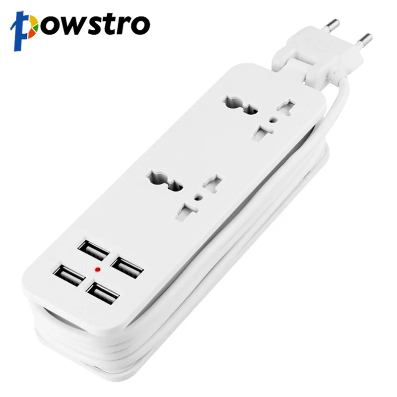 Удлинитель портативный дорожный с 4 USB портами и евровилкой|Электрические вилки| |