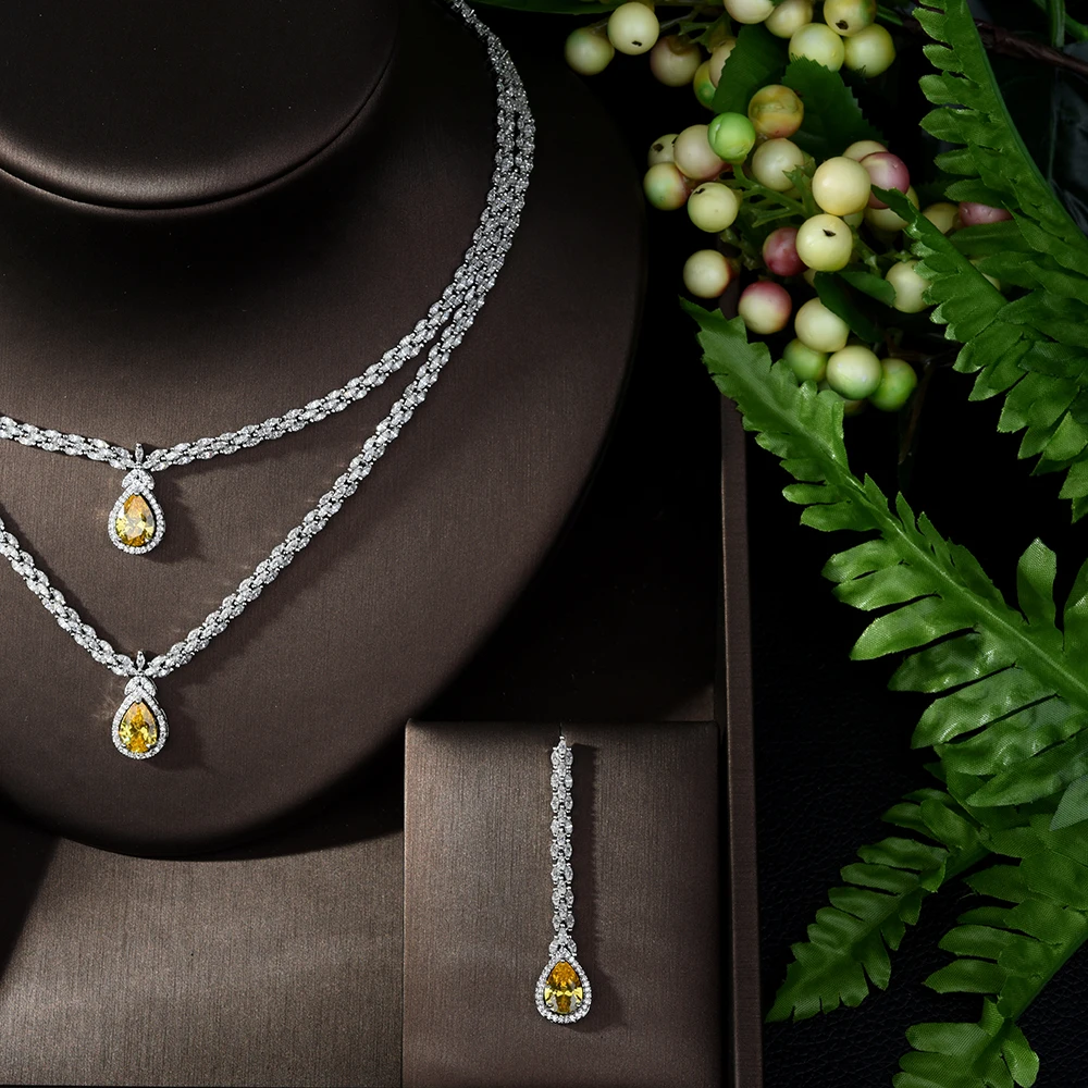 

HIBRIDE Gorgeous Cubic Zirconia Dubai Necklace Earrings Jewelry Set for Women Wedding Party Accessories conjunto de joyas N-1013