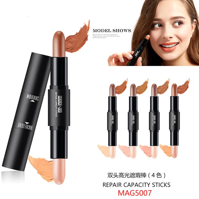 1 шт. двусторонняя глаз корректор Стик лица Фонд сливочный 2 in1 контур Pen Shimmer