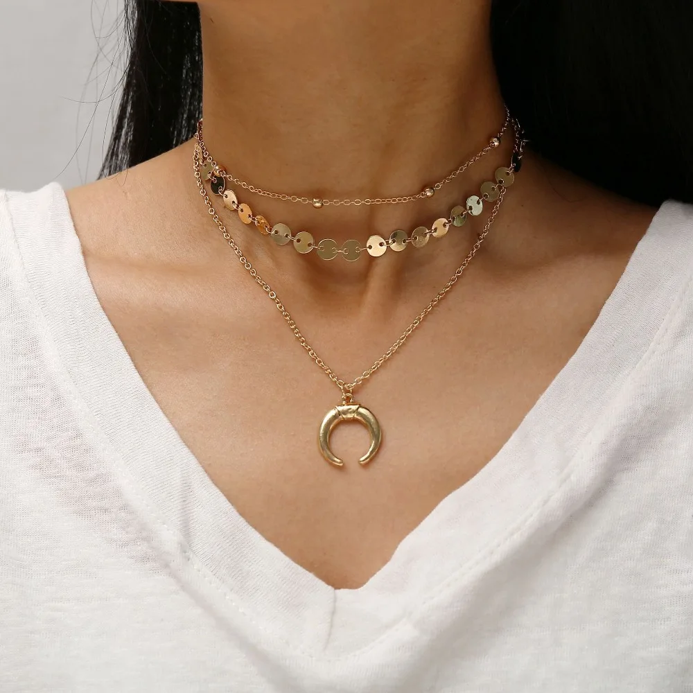 Новый Boho ювелирные изделия Multi Слои бусины Блестки колье Цепочки и ожерелья s для