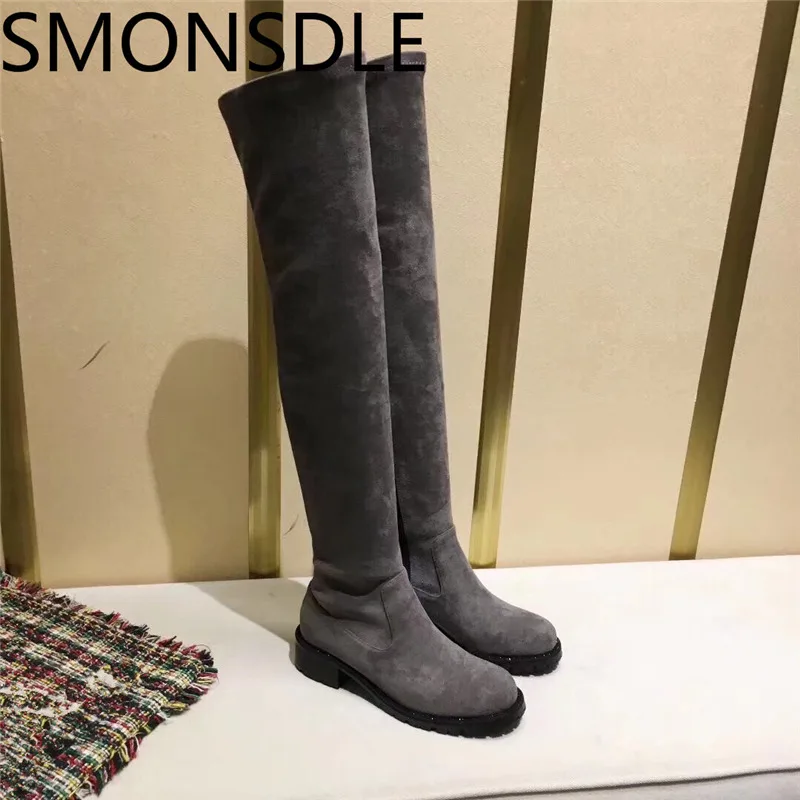 SMONSDLE чёрный коричневый из натуральной кожи замшевые сандалии-гладиаторы выше