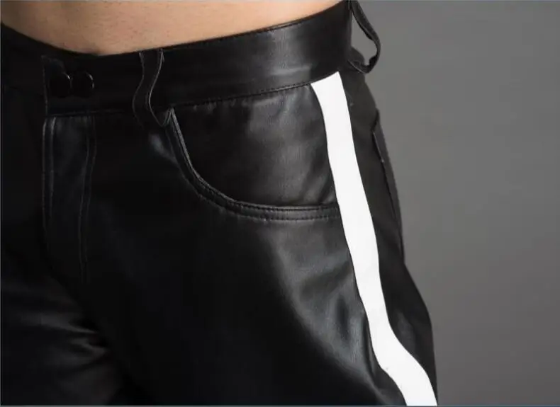 

High-end custom-made men's color pantaloons leather pants fashion personality. 29-37