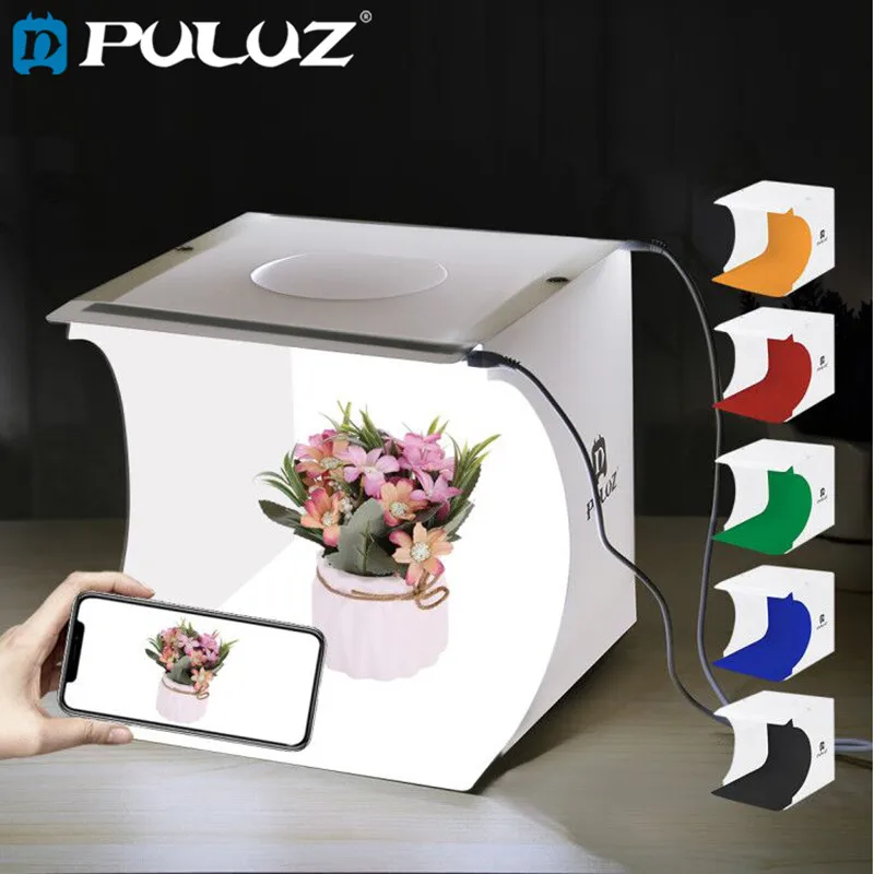 Only 20CM studio box PULUZ мини 22,5 светодиодный светильник для фотосъемки с теневой нижней панелью+ 2 светодиодный панели s 20 см светильник для фотостудии - Цвет: Only 20CM studio box