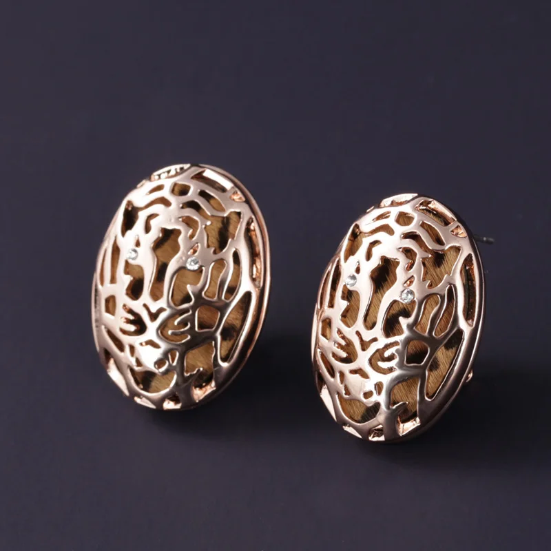 Fashion Women Jewelry Alloy Leopard Fabric Round Earrings Gift Box For Party (SBUSS QE0105) | Украшения и аксессуары