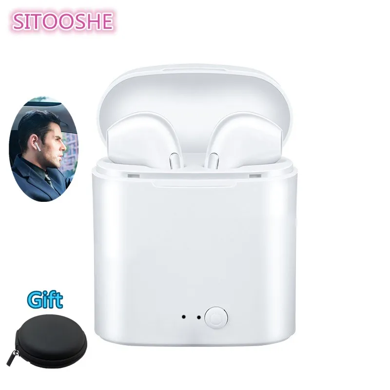 SITOOSHE беспроводные i7S Tws Bluetooth наушники стерео зарядная коробка для iPhone Samsung iphone