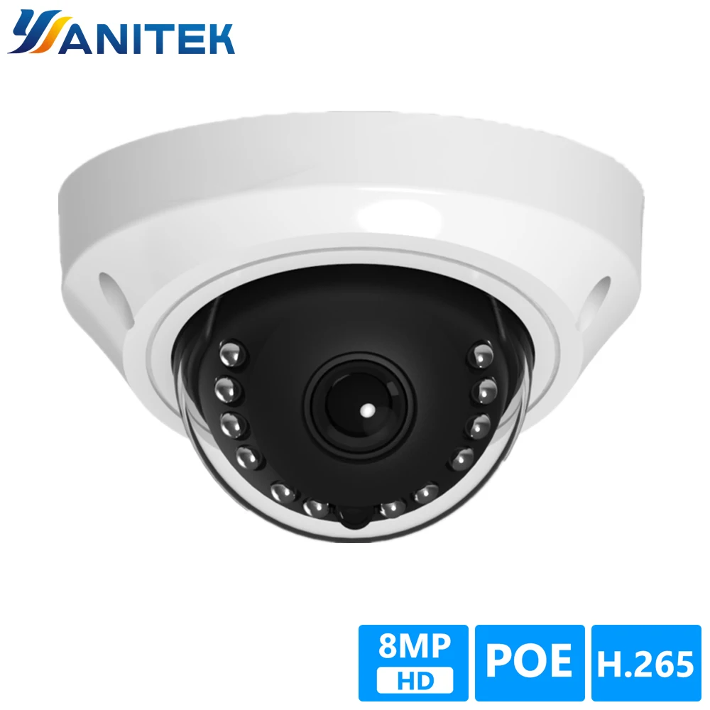 H.265 HD 8MP 3840*2160/5MP купольная IP камера 4K мини металлическая купольная сетевая камера видеонаблюдения Onvif IR IP камера 48V PoE