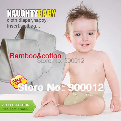 Free Shipping Bamboo&cotton 200pcs 5 Layers(3+2)  Bamboo Organic Cotton Baby Reusable Pads High Quality Organic Nappy insert