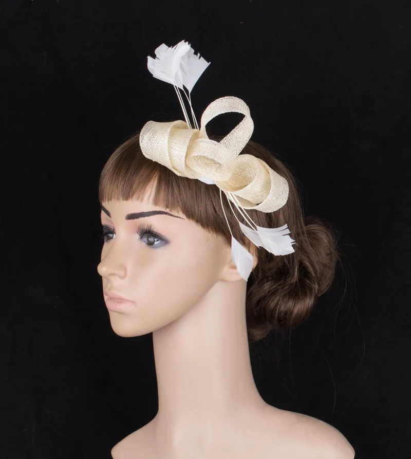 

Vintage Hair Fascinator Hat Feather Headwear Elegant Ladies Women Hair Clip Wedding Headdress Occasion Loops Fascinators MYQ095