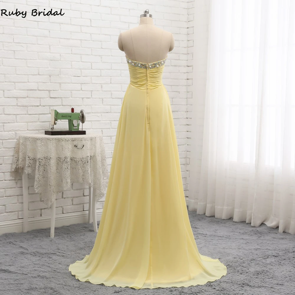 Женское шифоновое вечернее платье Ruby Bridal желтое вечерние пециевидное без