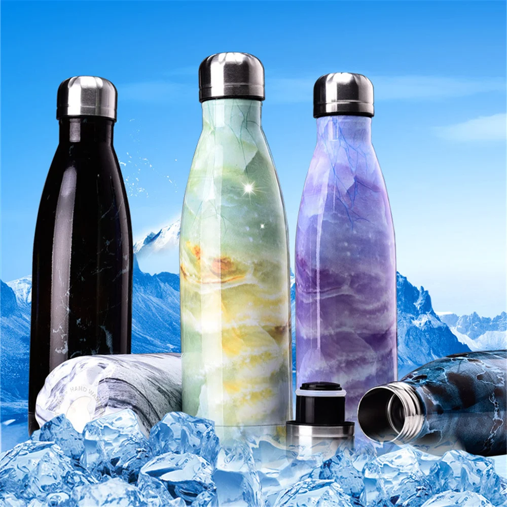 Мраморная нержавеющая сталь бутылка для воды BPA бесплатно Пиво Чай Кофе Термос