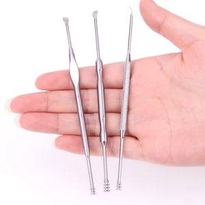 Инструмент для чистки ушной серы, из нержавеющей стали, с двумя концами, удаление ушной серы, кюретка для удаления, 1 шт.