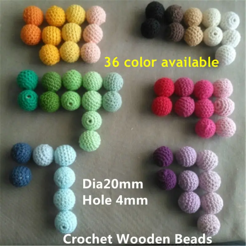200pc/lot 20mm Crochet Round Knitting Wooden Beads Balls for DIY decoration baby wooden teething jewelry necklace bracelet