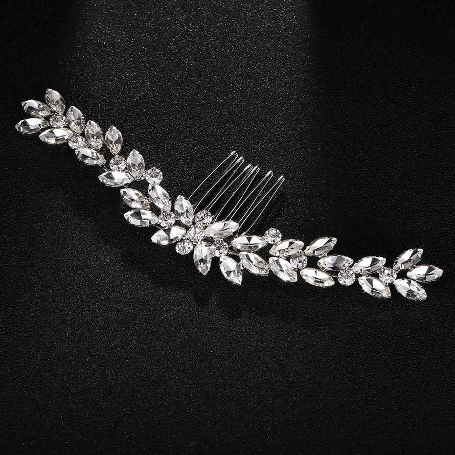 Свадебная расческа для волос SLBRIDAL в винтажном стиле арт-деко серебристого цвета