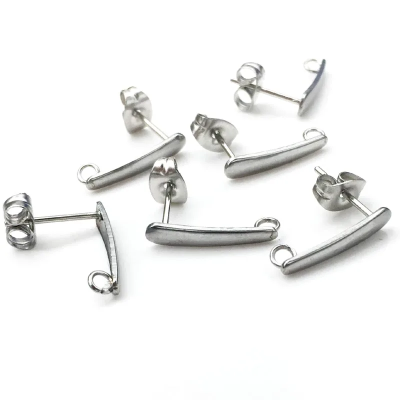 10 шт. прямоугольные серьги-гвоздики серебристого цвета из нержавеющей стали 15х3